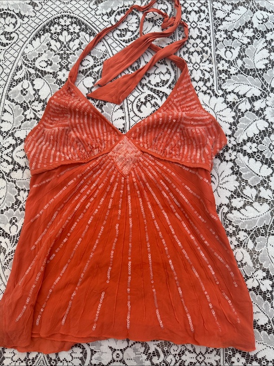 bebe Other - bebe Orange Sequin Halter Bandeau Top